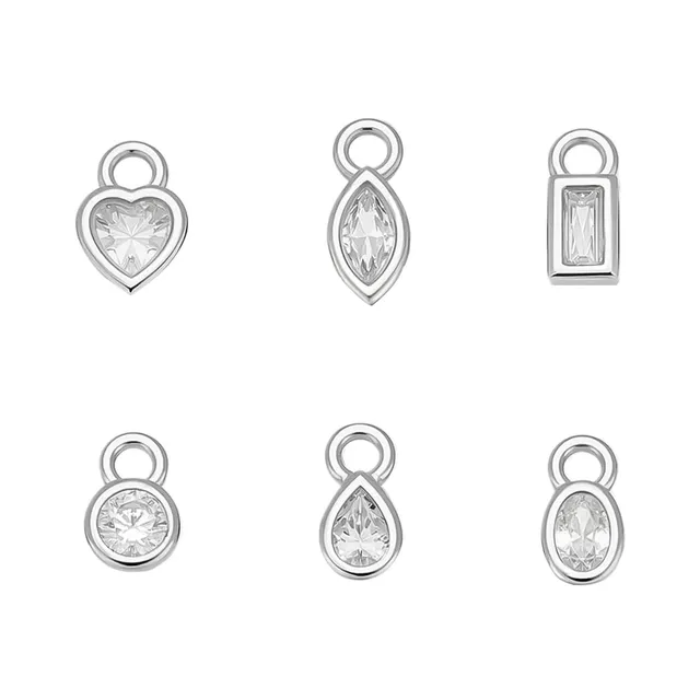 BENECREAT 925 breloques argent sterling strass blanc x6