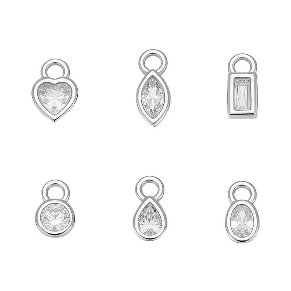 BENECREAT 925 breloques argent sterling strass blanc x6