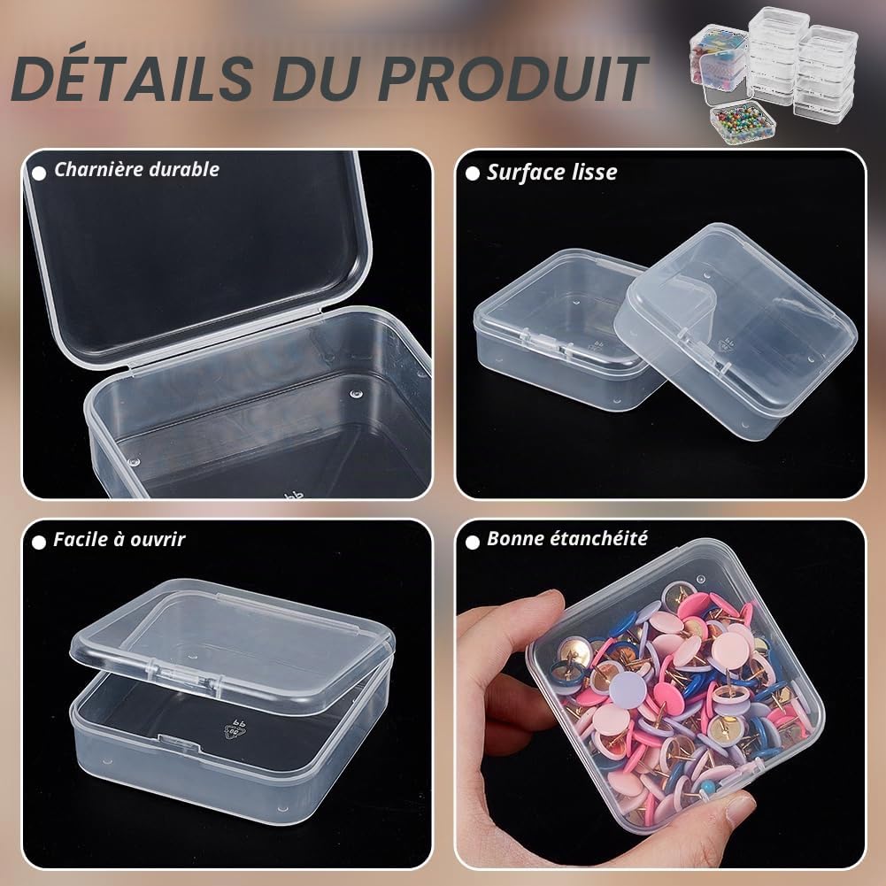 Benecreat Boîte Carrée Plastique 6,4 cm Lot 18 Transparent