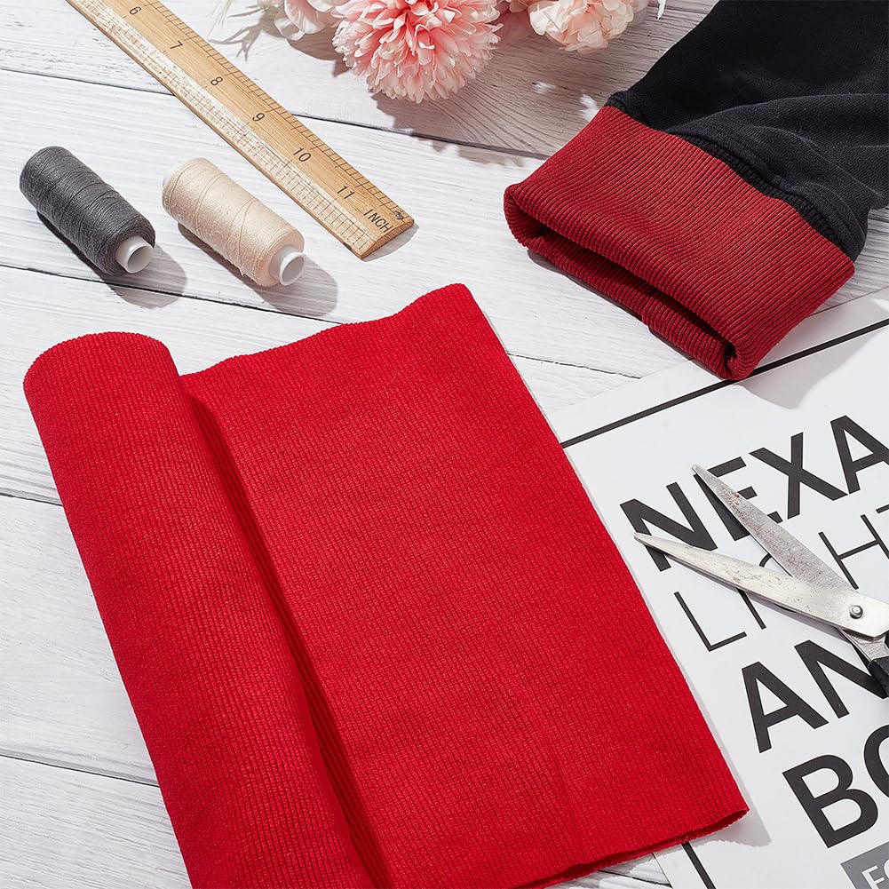 BENECREAT Tissu Bord Côte Rouge 22x63cm Élastique Couture