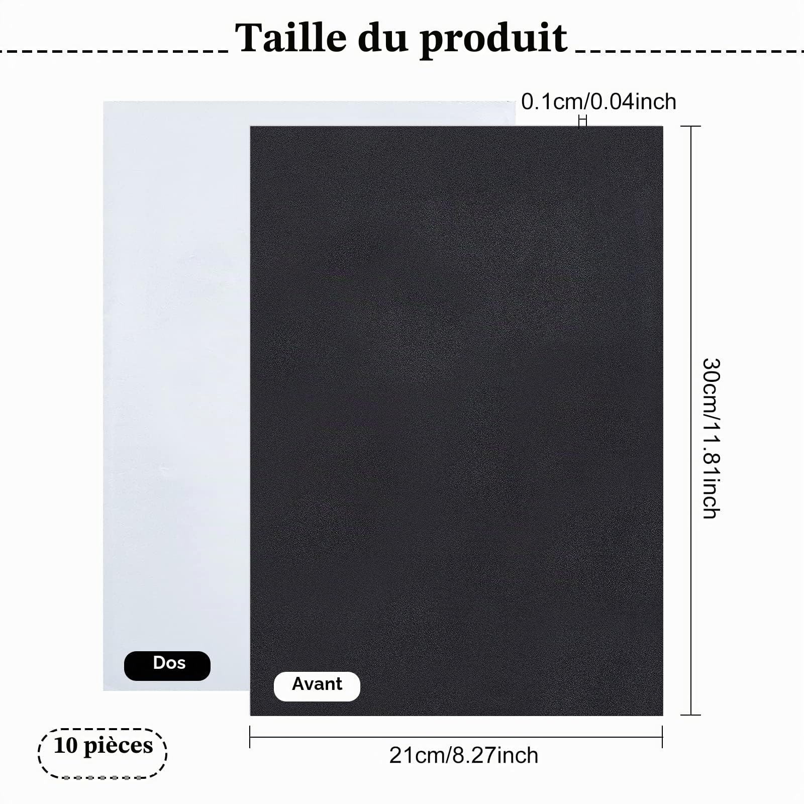 BENECREAT feuilles mousse adhésive noire 1 mm 21x30 cm x10