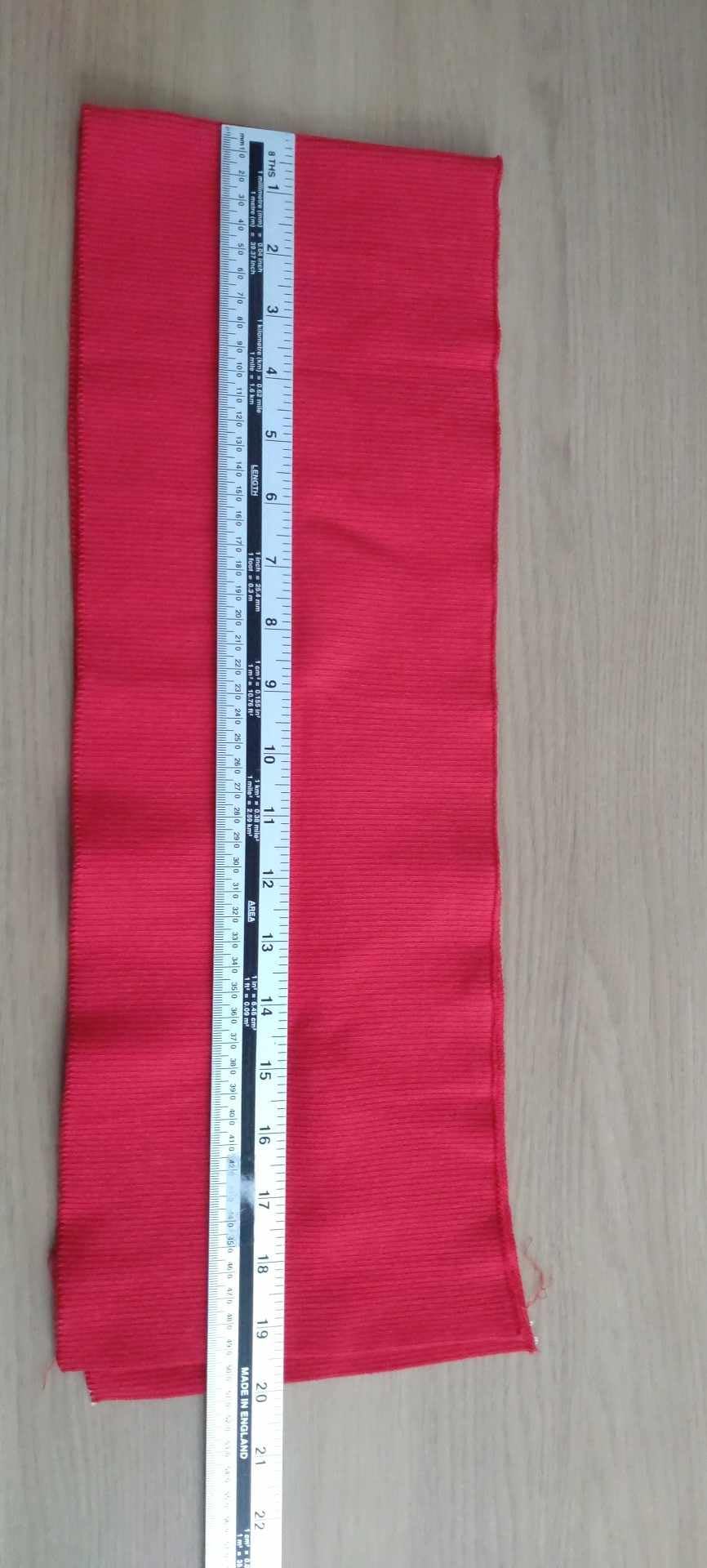 BENECREAT Tissu Côtelé Rouge Foncé 100x17,5 cm Polyester