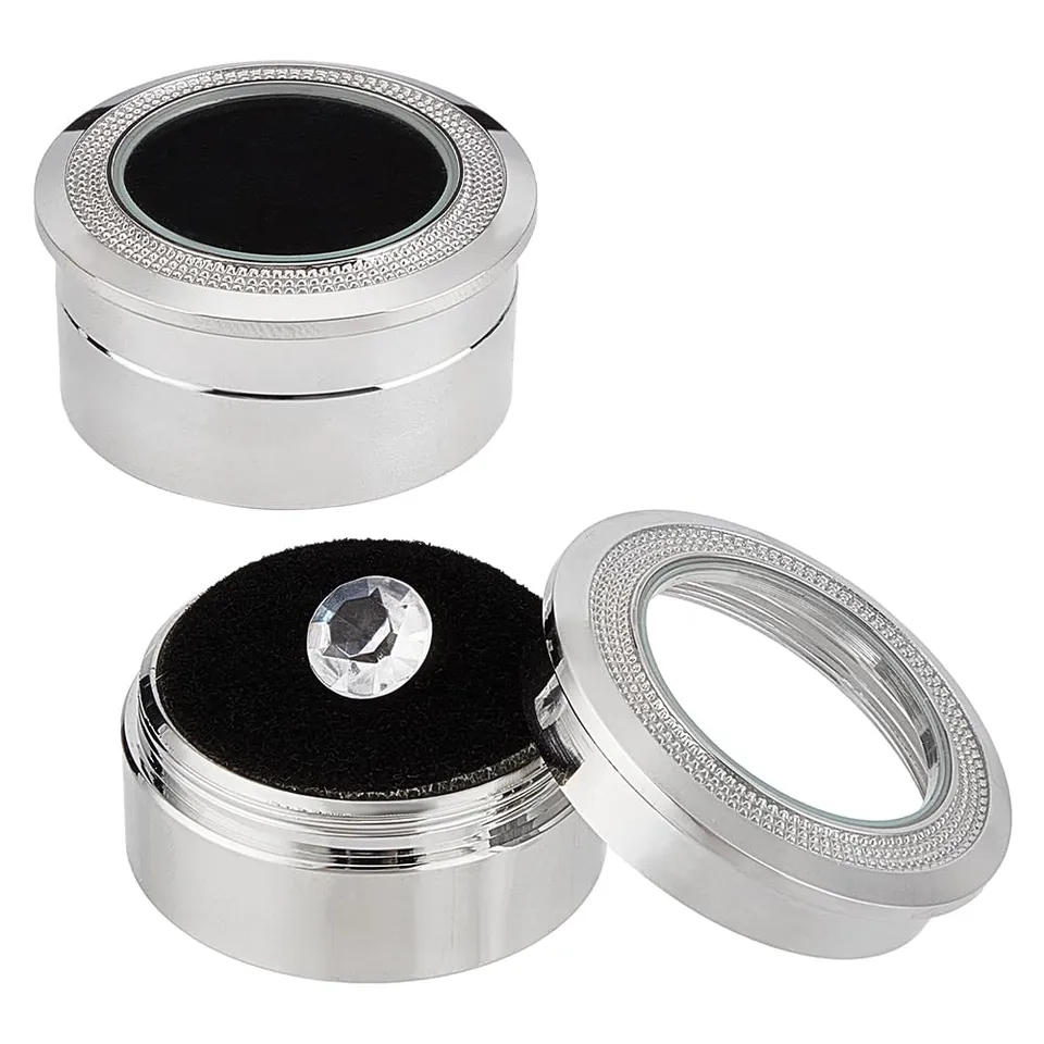 BENECREAT Boîtes Cadeaux Bijoux Fenêtre Verre 3,2x1,6 cm 2 Pcs