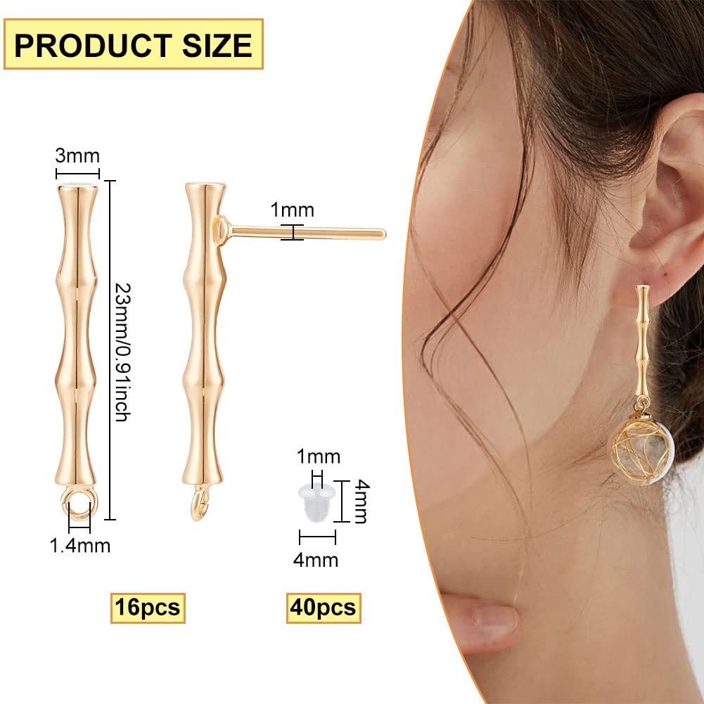 BENECREAT Tige Boucle Oreille Bambou Doré 18K x16