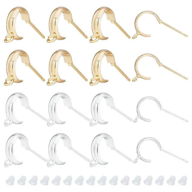 BENECREAT Clous Boucles d'Oreilles tiges laiton doré argent x16