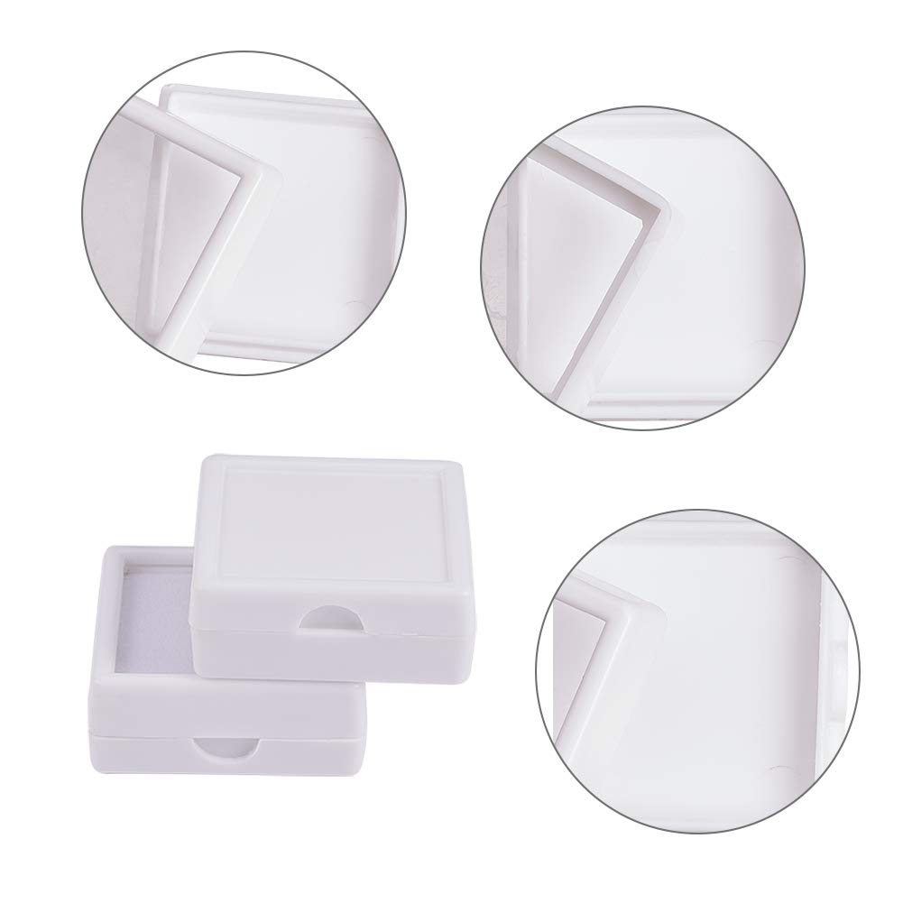 BENECREAT boîte bijoux blanc 4x4x1,5cm lot 24 velours