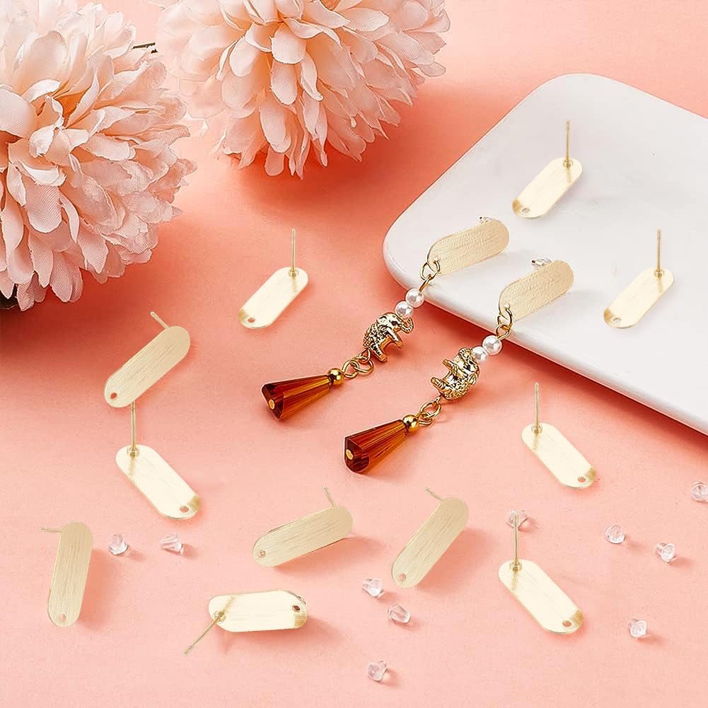 BENECREAT Clous d'Oreilles Ovales 20 pcs Plaqué Or 18K