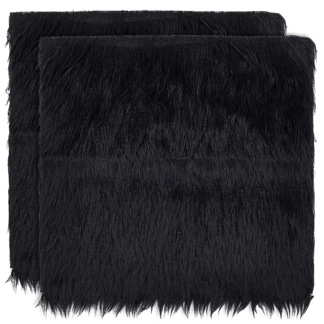 BENECREAT tissu fausse fourrure noire 25x25cm x2 douce
