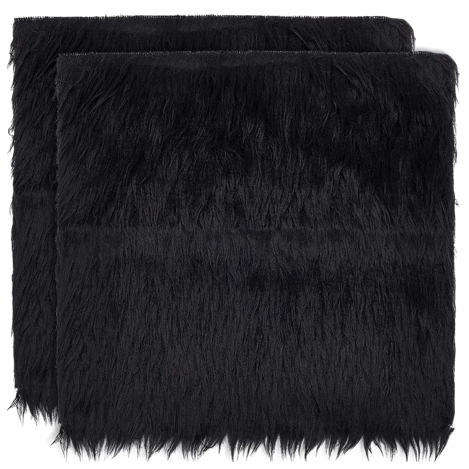 BENECREAT tissu fausse fourrure noire 25x25cm x2 douce