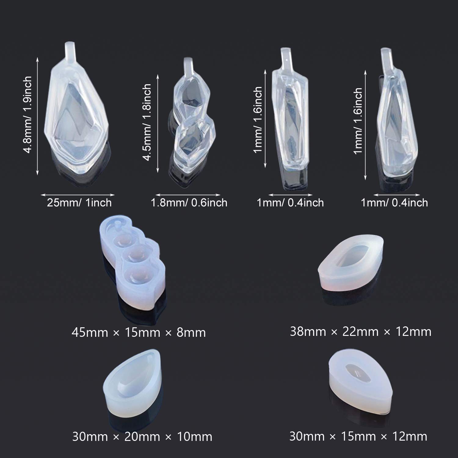 Cayway kit 48 moules résine bijoux silicone 18 formes