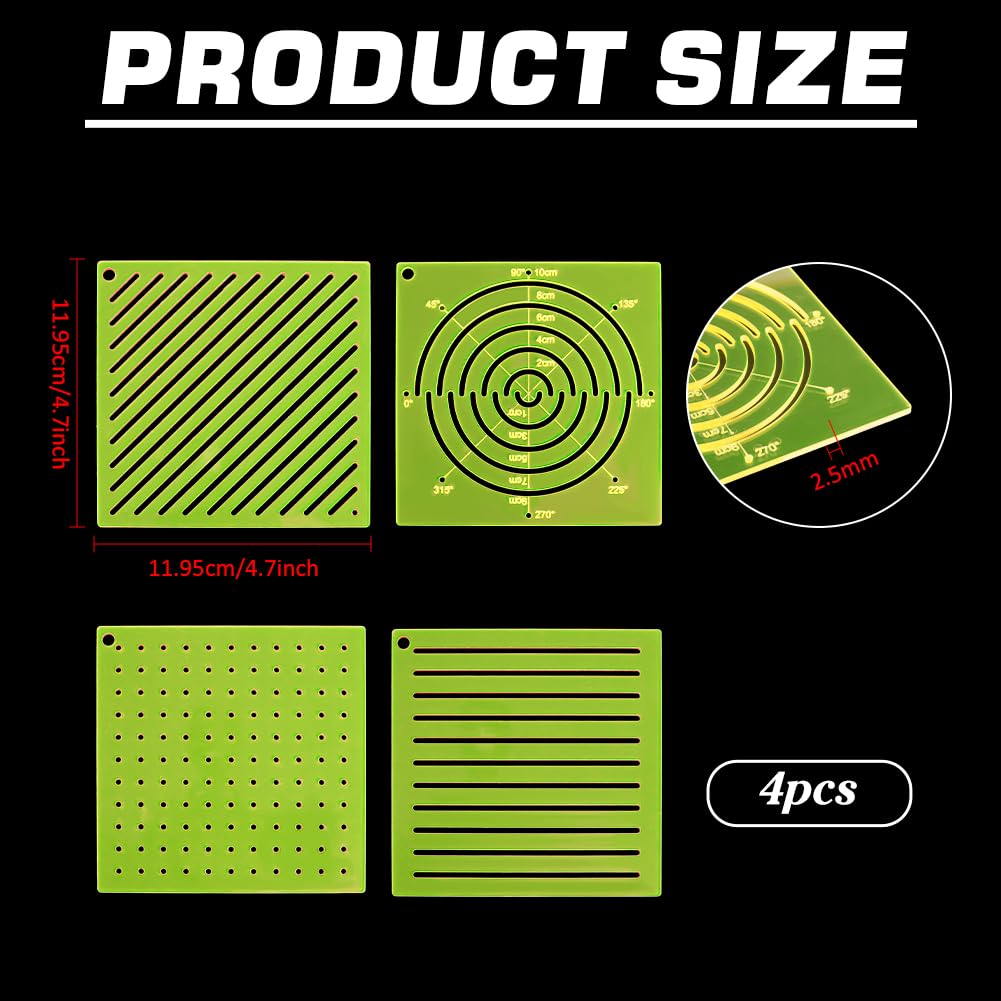 BENECREAT Pochoirs sashiko acrylique 119,5mm lot 4 vert