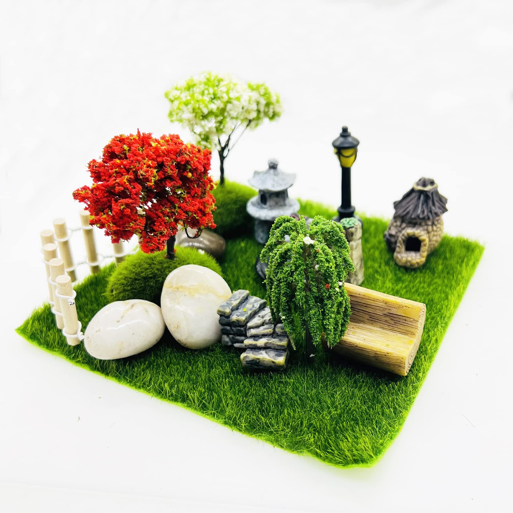 Cayway Lot 26 Accessoires Jardin Zen Miniature Vert Marron Gris