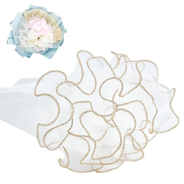 BENECREAT Papier Maille Emballage Fleurs Blanc 28cm 3,6m