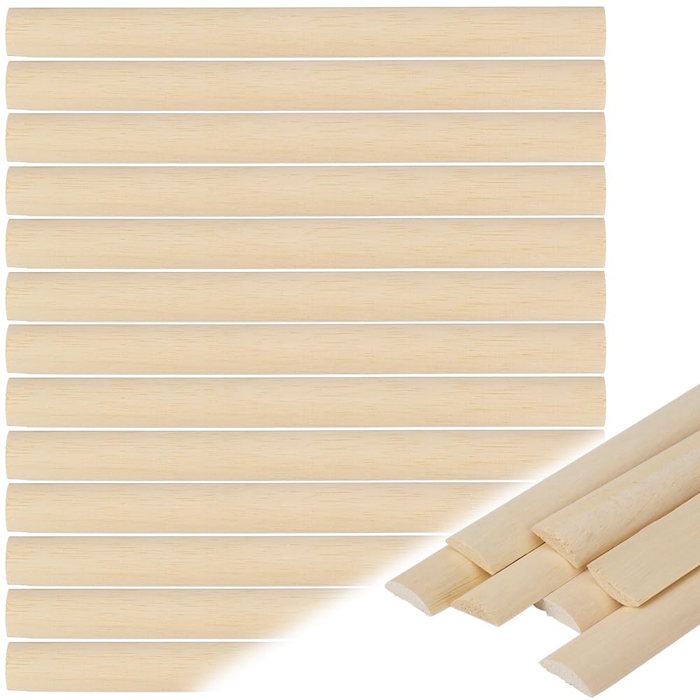 BENECREAT tiges bois demi-rondes bouleau 40,6cm lot 40