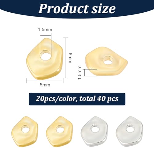 BENECREAT Perles intercalaires ovales laiton doré 40 pcs