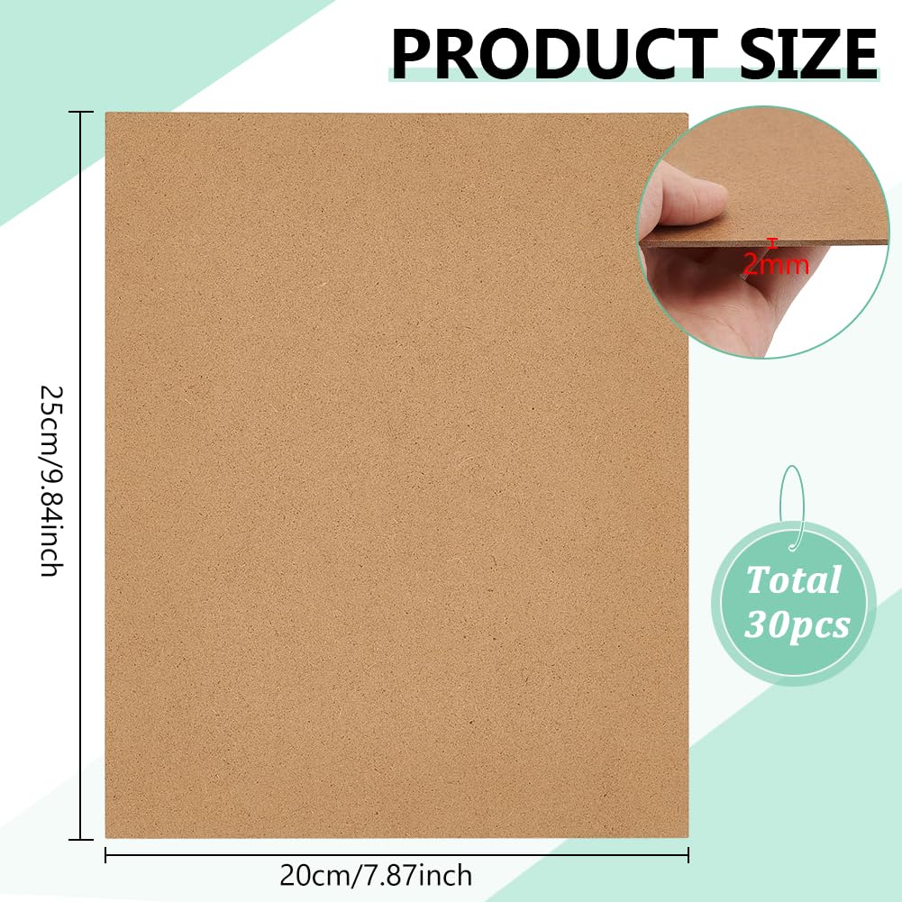 BENECREAT Panneau Bois MDF 250x200 mm 2 mm 30 pcs