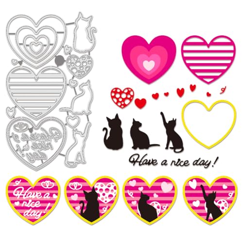 BENECREAT Cœur Chat matrice de découpe scrapbooking bordure 0,8 mm