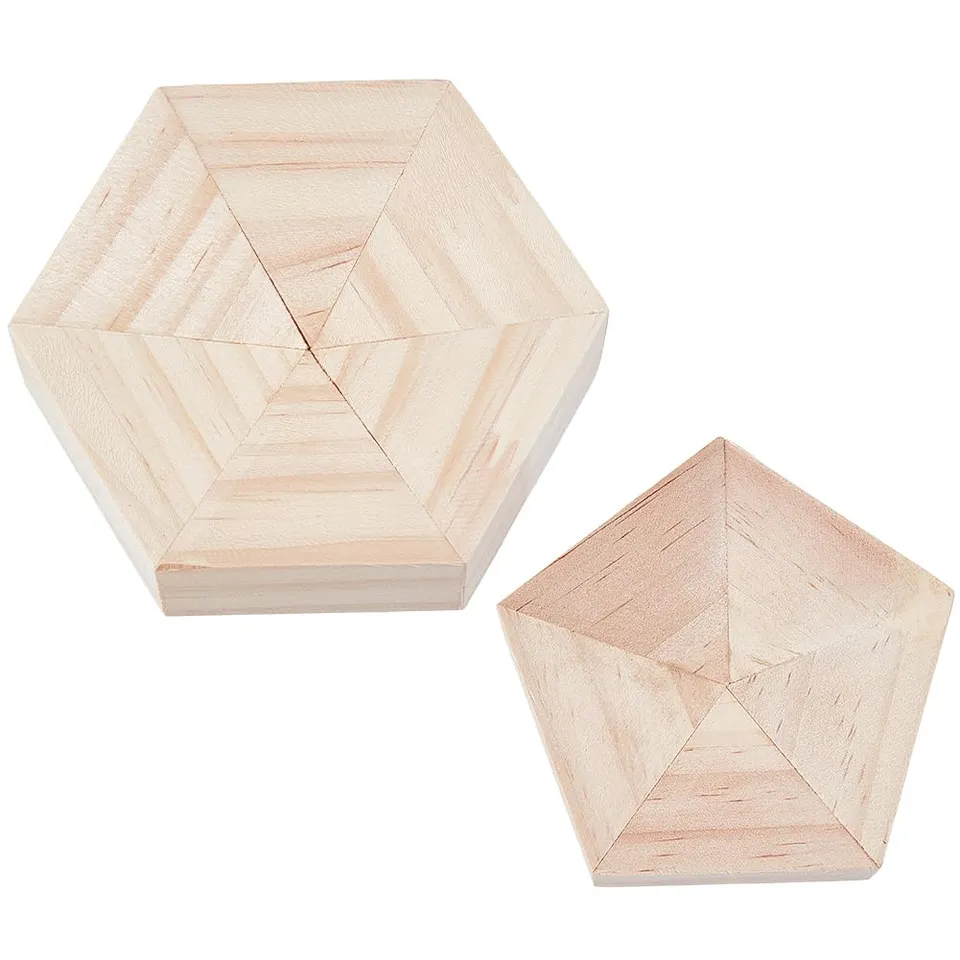 BENECREAT Gabarits Bois Vitrail Hexagone Pentagone 2 pcs