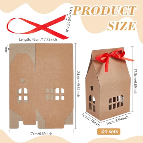 BENECREAT Boîtes Cadeau Maison Papier Kraft Marron 24 pcs