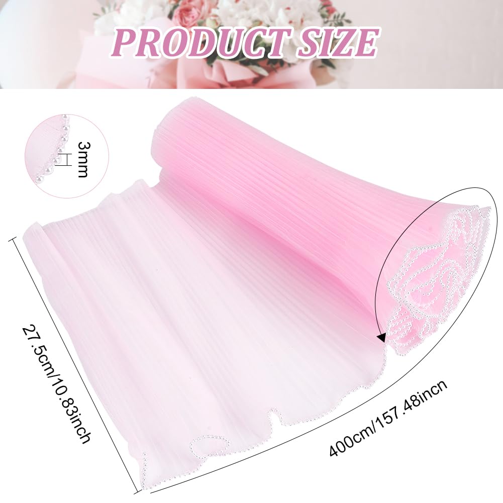 BENECREAT papier emballage fleurs rose perlé 4 m