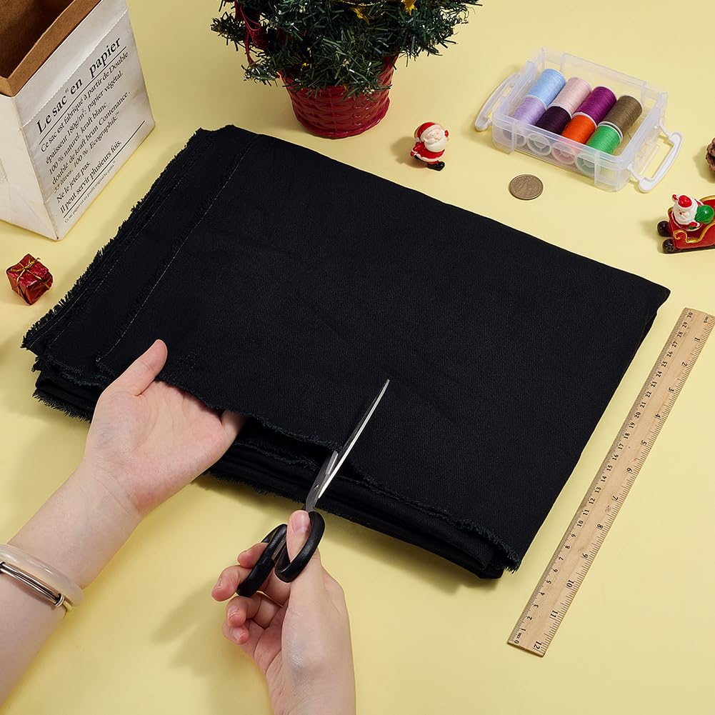 BENECREAT Tissu Coton Sergé Chevrons Noir 183cm