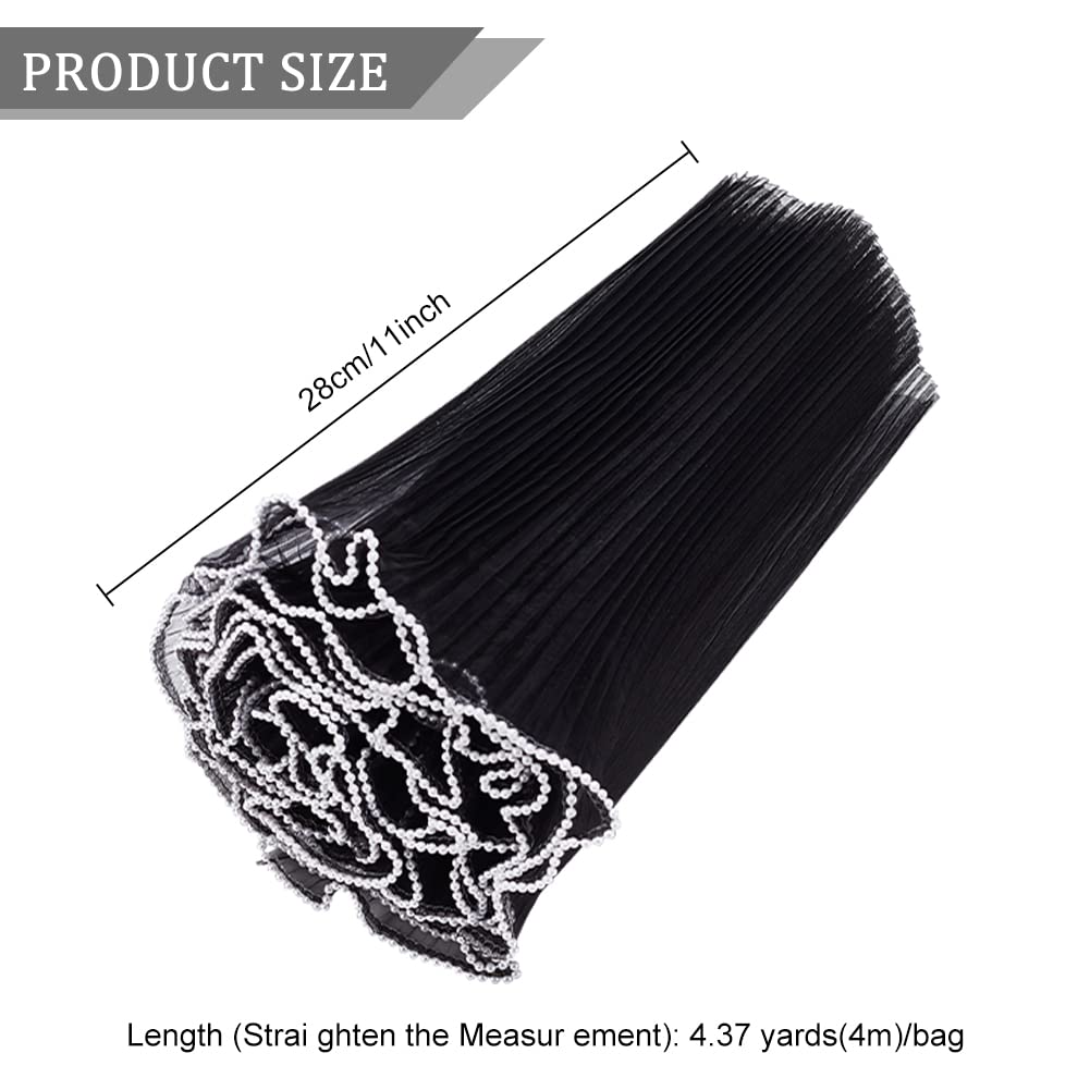 BENECREAT papier emballage fleurs bord perles noir 4 m translucide