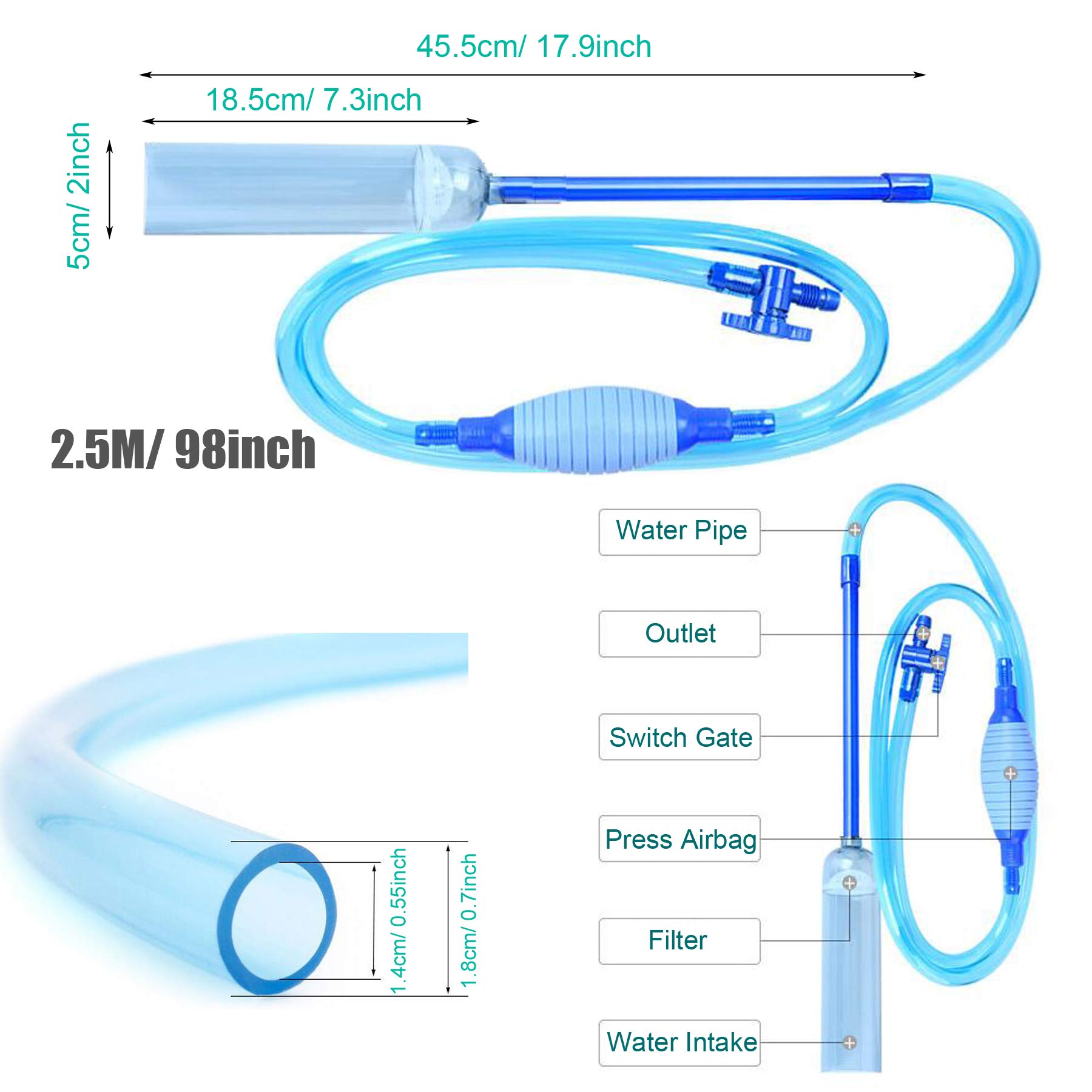 Cayway kit nettoyage aquarium 6 en 1 avec siphon
