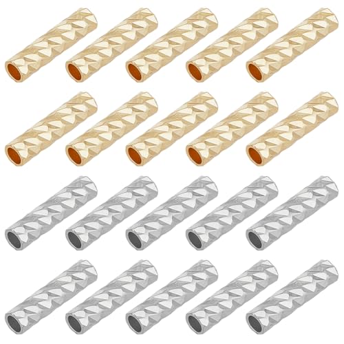 BENECREAT perles tubes dorées 10x2mm lot 100