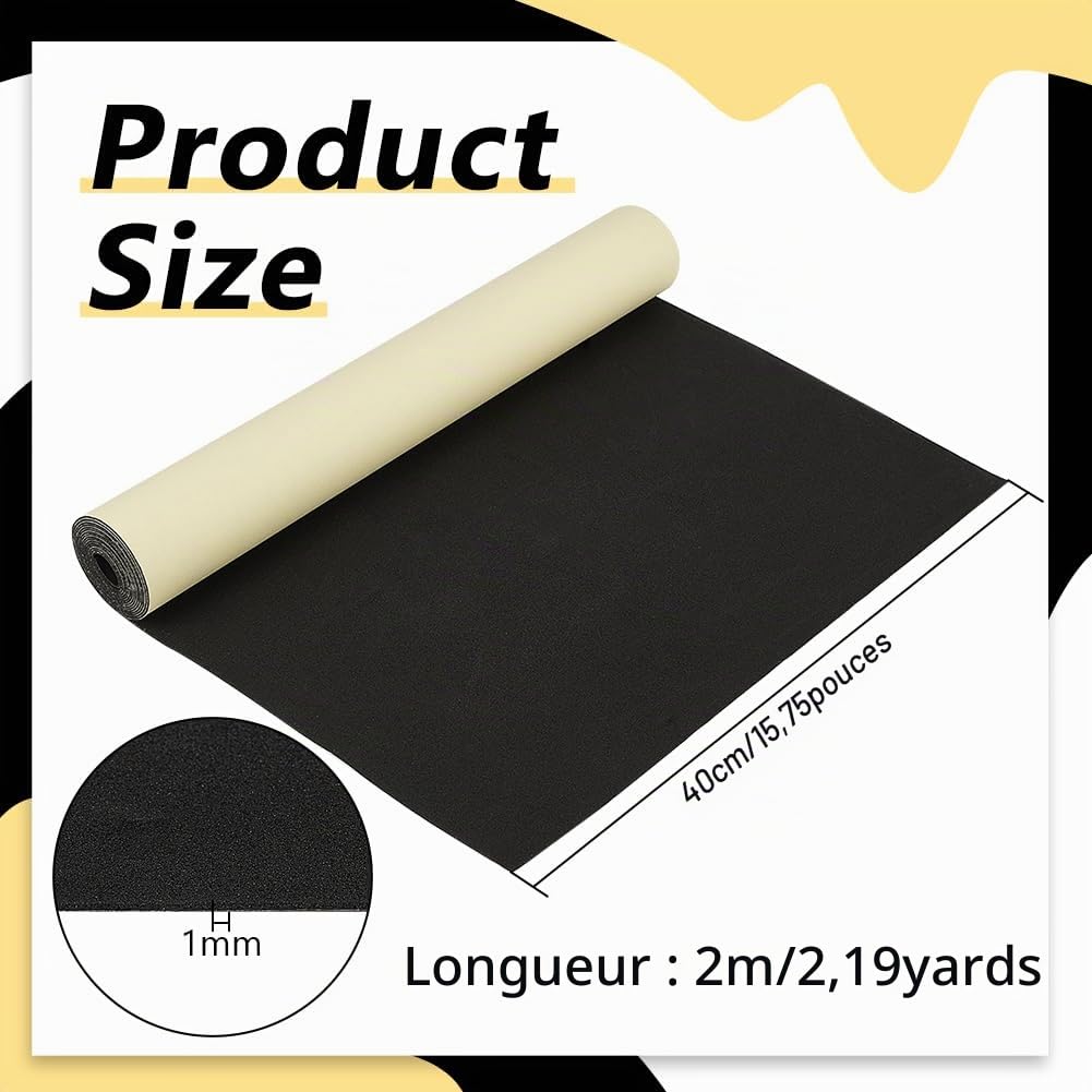 BENECREAT mousse EVA autocollante noire 2m x 40cm 2mm