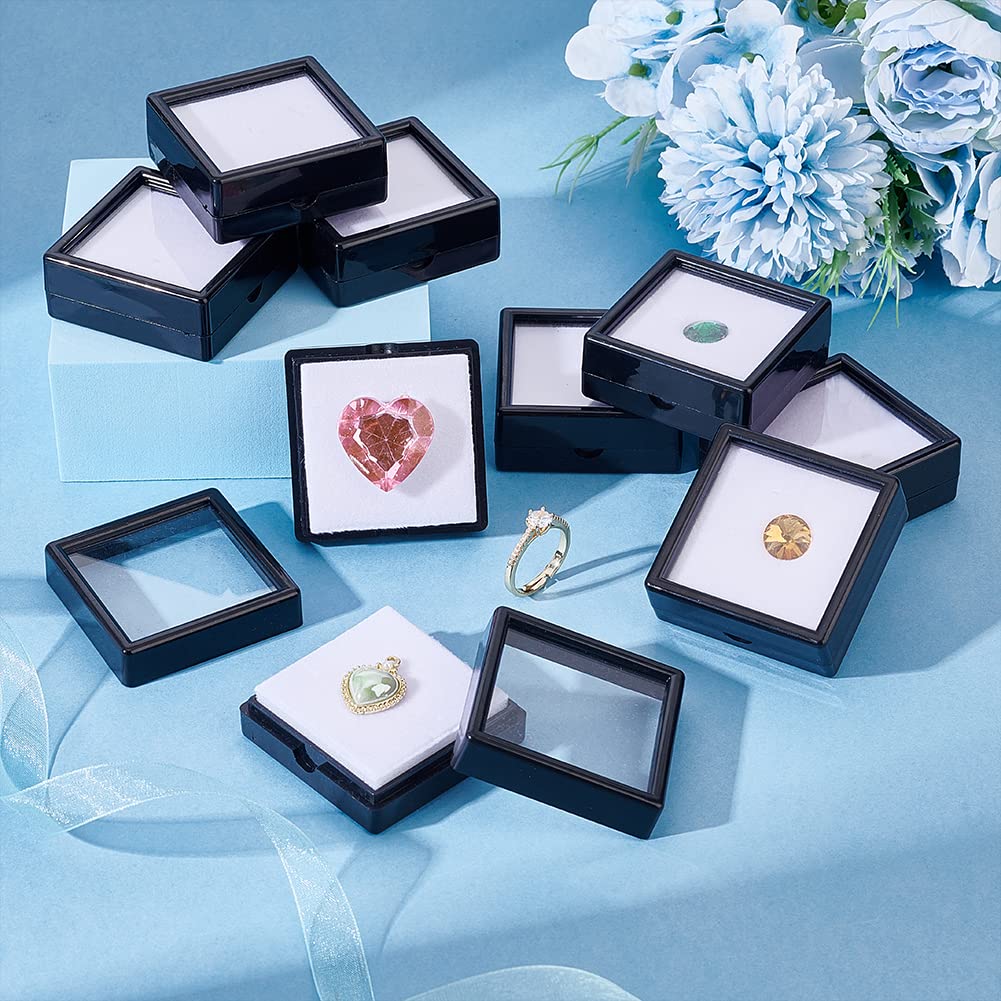 BENECREAT Boîtes Présentation Pierres 12 Pcs 5x5x2cm Noires