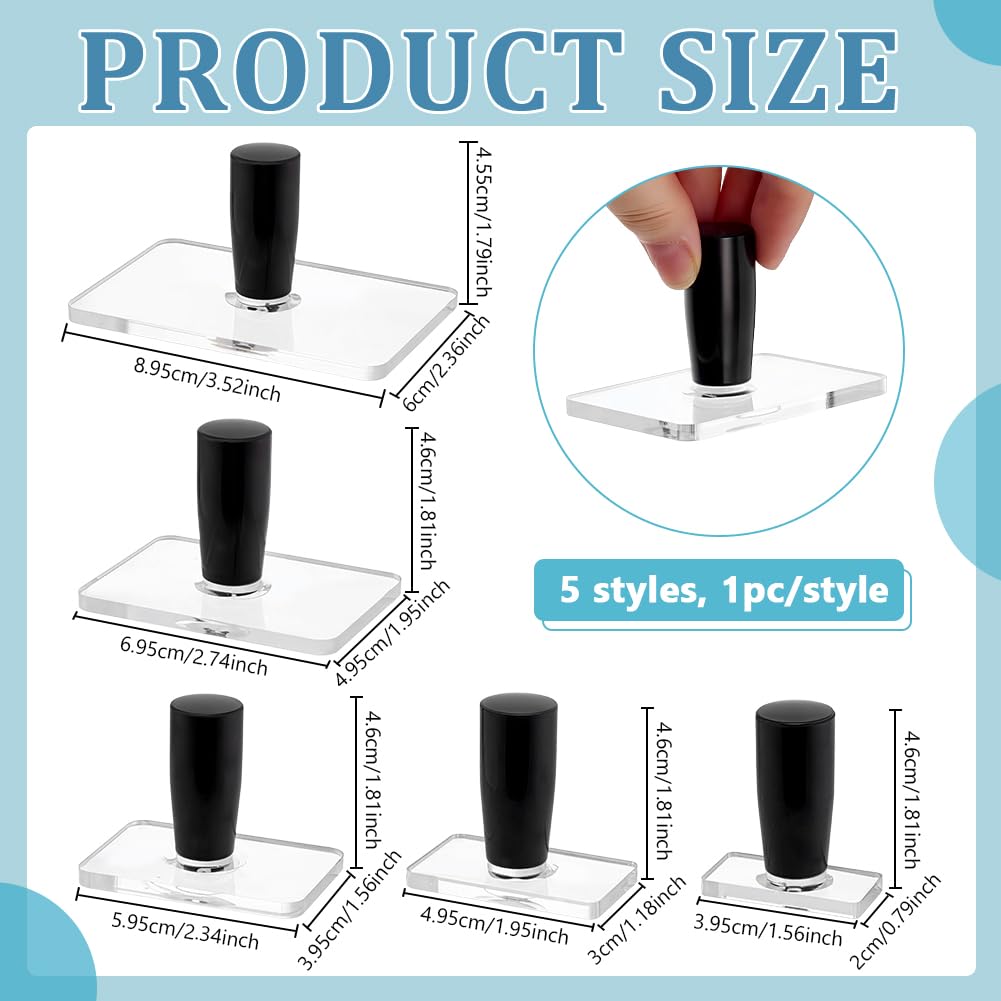 BENECREAT bloc tampon acrylique rectangle poignée 5 pcs
