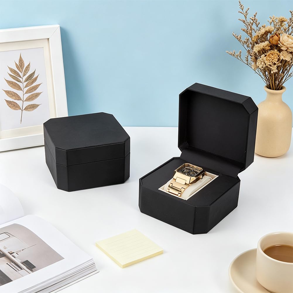 BENECREAT Coffret Montre Cuir PU Noir Lot de 2 Coussin