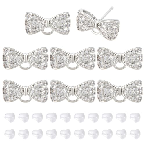 BENECREAT Clous boucle d'oreille zircon platine lot 8 argenté