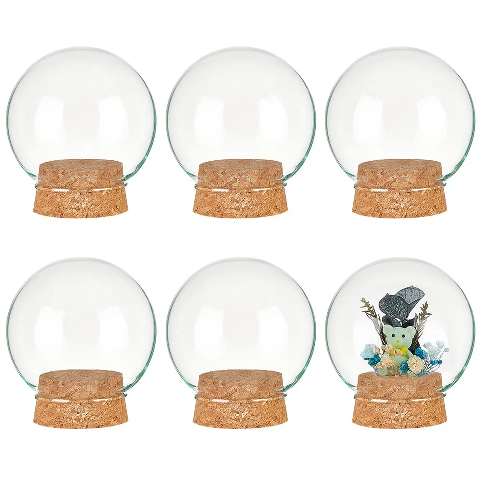 BENECREAT Lot 6 Bocaux Cloche Verre 64,5x70,5 mm Liège