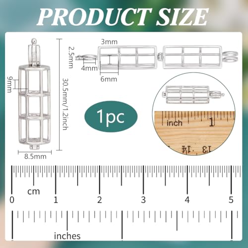 BENECREAT Cage Tube 30.5x8.5mm Breloque Argent Rhodium