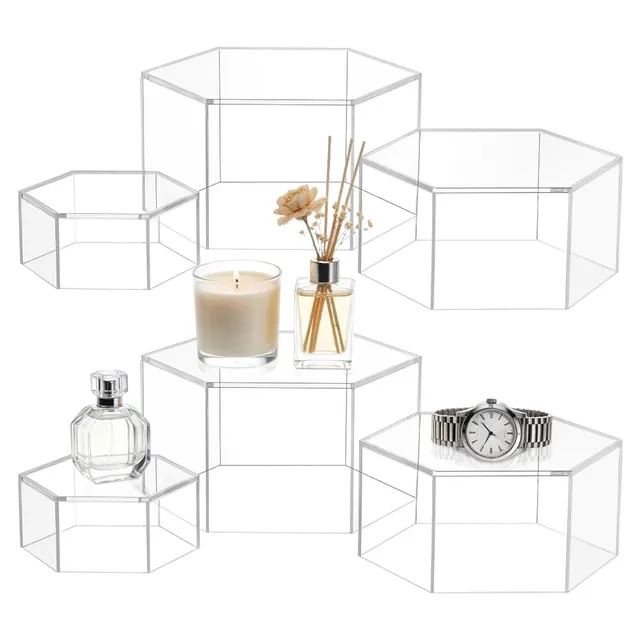 BENECREAT présentoirs bijoux hexagone acrylique 6 pièces