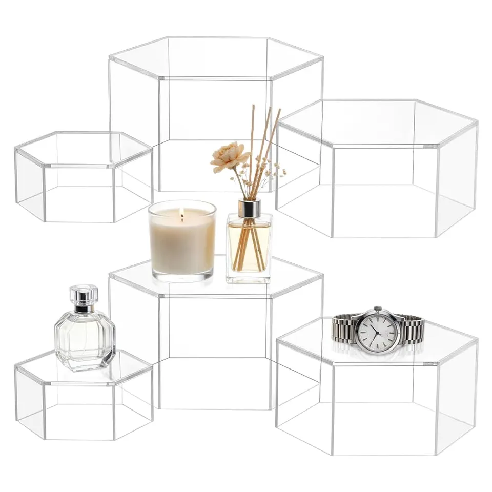BENECREAT présentoirs bijoux hexagone acrylique 6 pièces