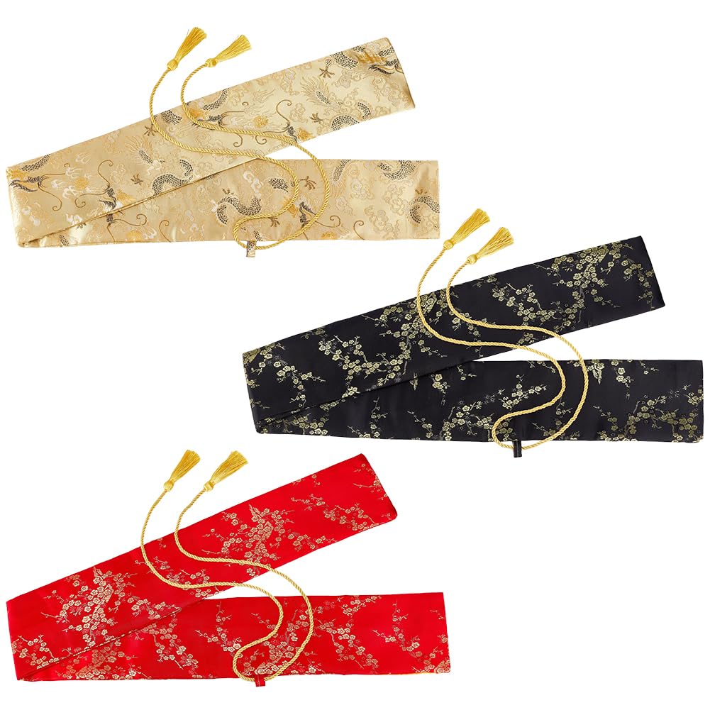 BENECREAT Etuis katana soie 132cm bleu noir rouge lot 3