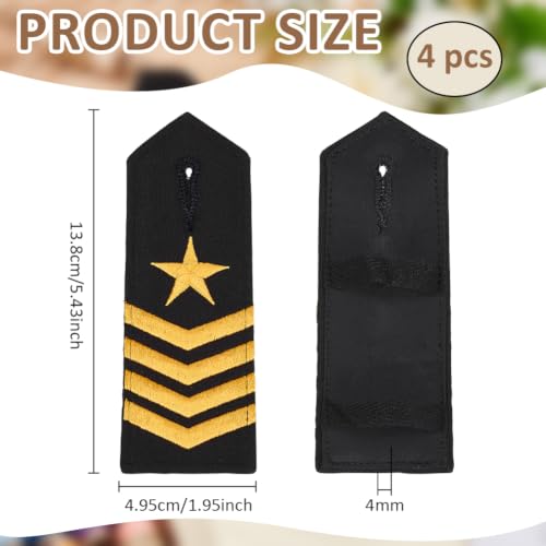 BENECREAT Épaulettes capitaine 4 étoiles doré 4 pcs