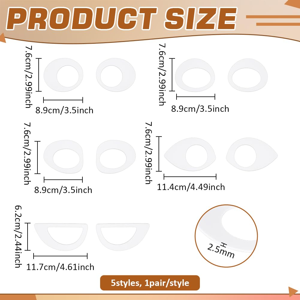 BENECREAT Yeux Fursuit Acrylique Blancs 10 Paires 5 Styles