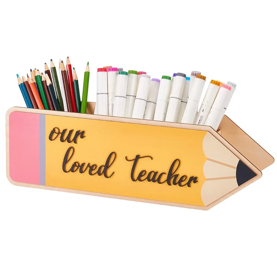 BENECREAT organiseur bureau bois crayon doré 3 compartiments