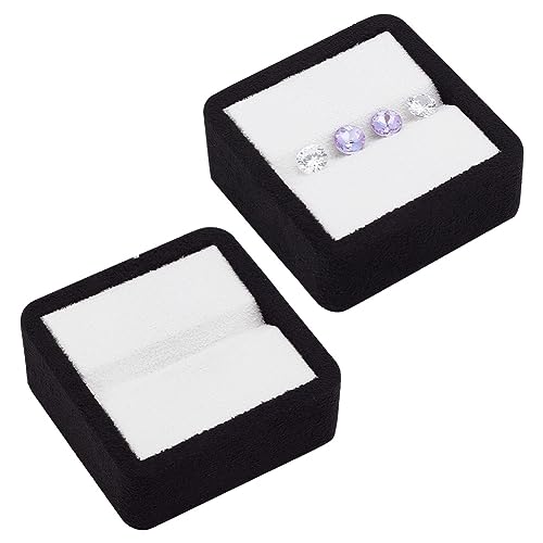 BENECREAT 2 écrins velours pierres 6,3 cm noir