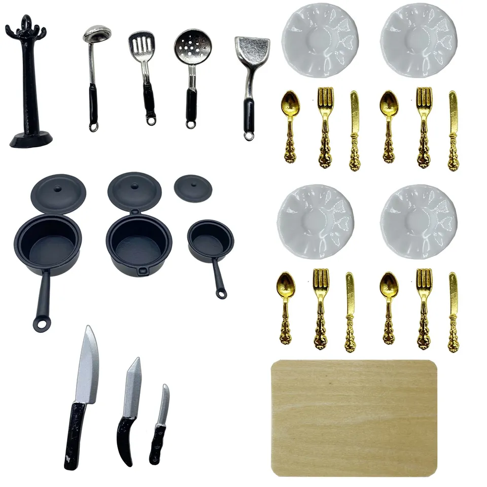 Cayway Accessoires Cuisine Miniature 28 Pièces Métal Bois