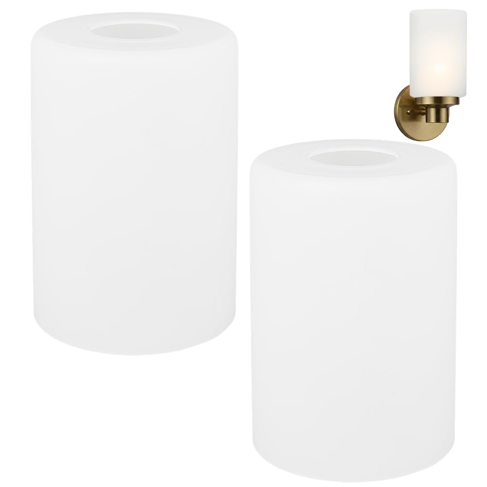 BENECREAT Abat-jour Verre Blanc Givré 9x13cm Lot de 2 E27