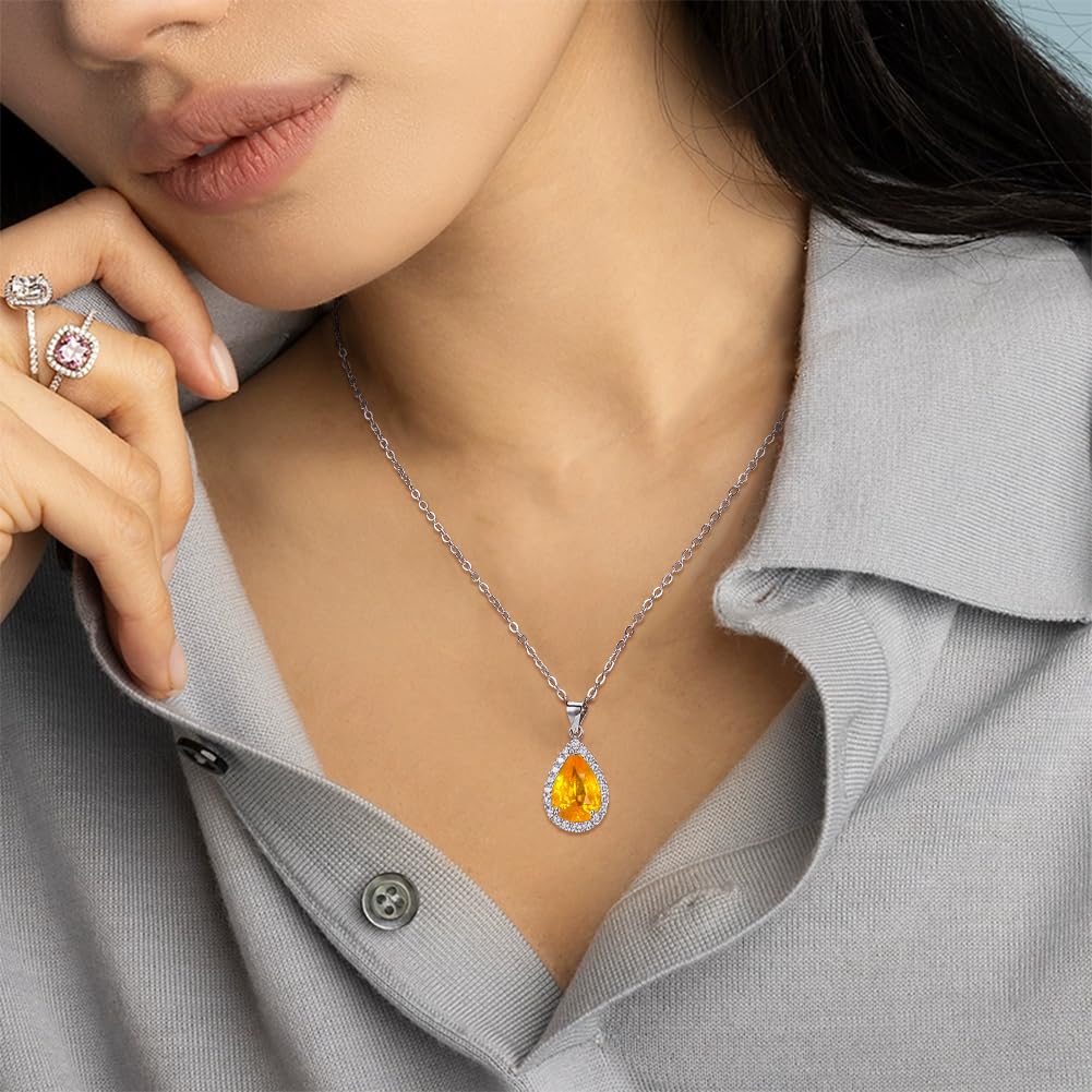 BENECREAT Pendentif goutte argent 925 zircons platine 9.5x6mm