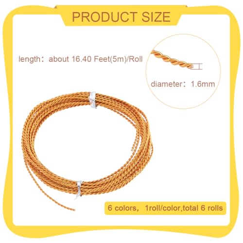 BENECREAT Fil aluminium bijoux 1,6 mm 6 couleurs 30 m
