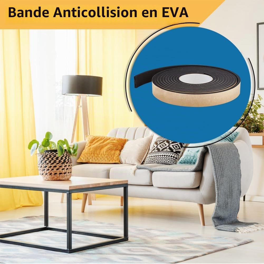 BENECREAT Bande Mousse Adhésive Noire 5m x 30mm x 6mm