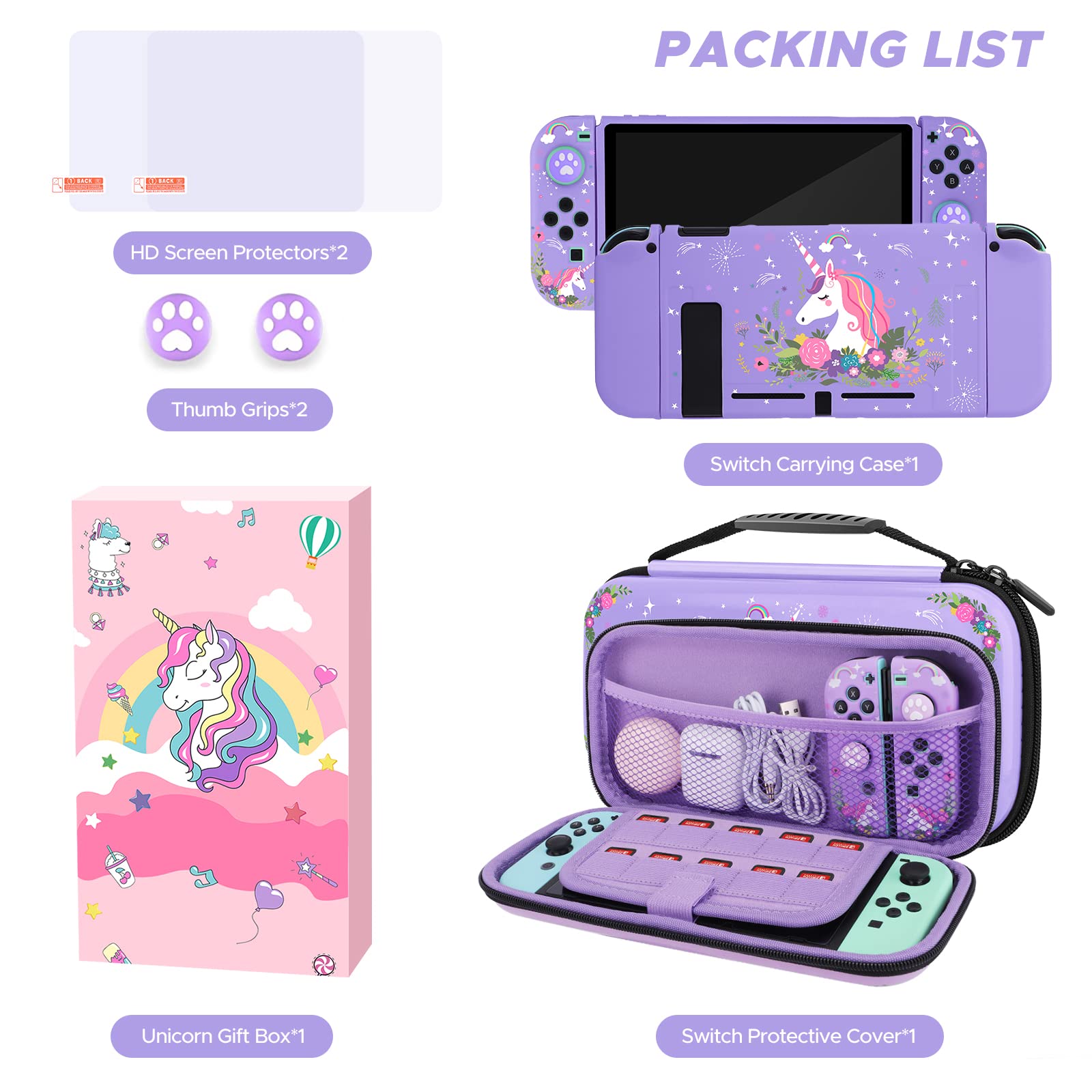 JYPS Licorne Violette Housse Switch Rigide + Coque