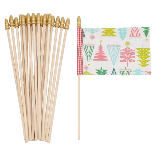 BENECREAT bâtons drapeau bois 25,8cm doré x100