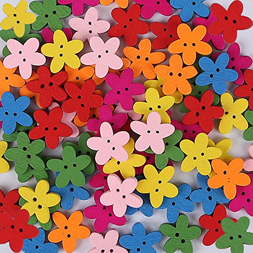 ROSENICE Boutons Fleur Bois Multicolore 15mm x100 Couture